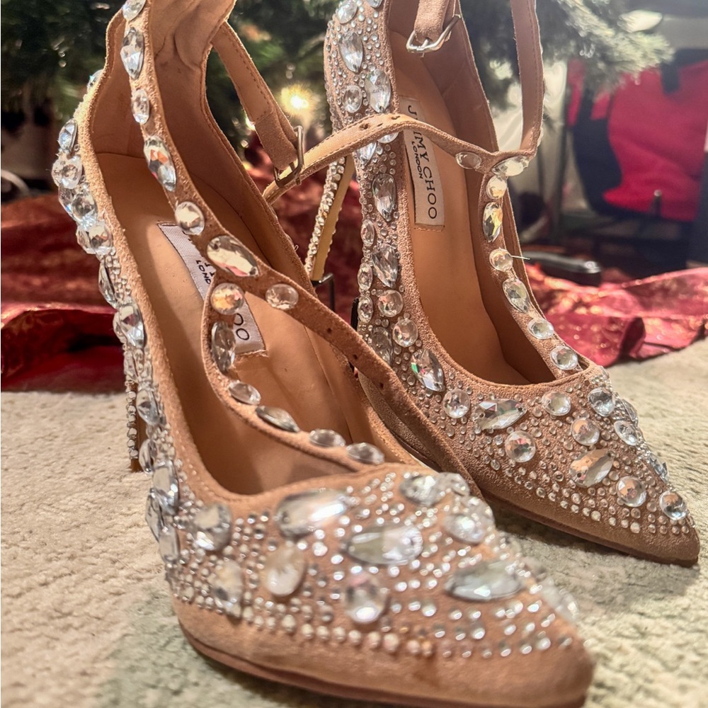 Jimmy Choo Crystal ROX 20th Anniversary Swarovski Nude Heels